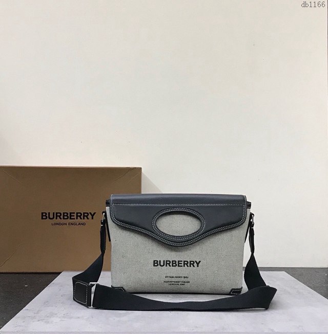 Burberry專櫃新款包包 巴寶莉口袋信使包單肩斜挎包  db1166