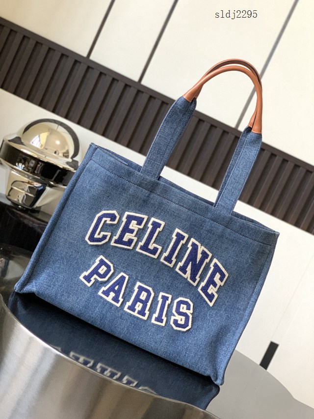 Celine專櫃2022新款牛仔藍Tote Cacbs牛仔藍托特包 賽琳丹尼藍大購物袋 sldj2295