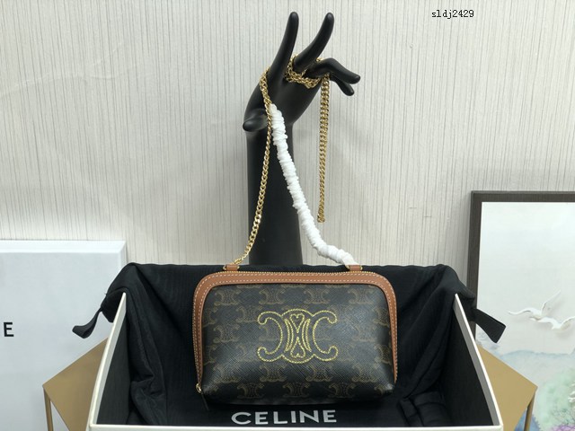 Celine專櫃2022爆款老花貝殼包 賽琳鏈條單肩斜挎包 sldj2429