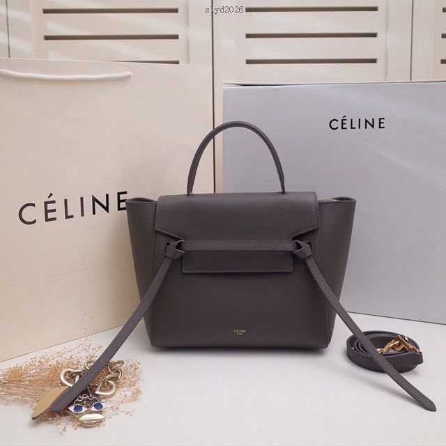 Celine女包 賽琳掌紋牛皮中號手提包 Celine belt bag鯰魚包 189153  slyd2026