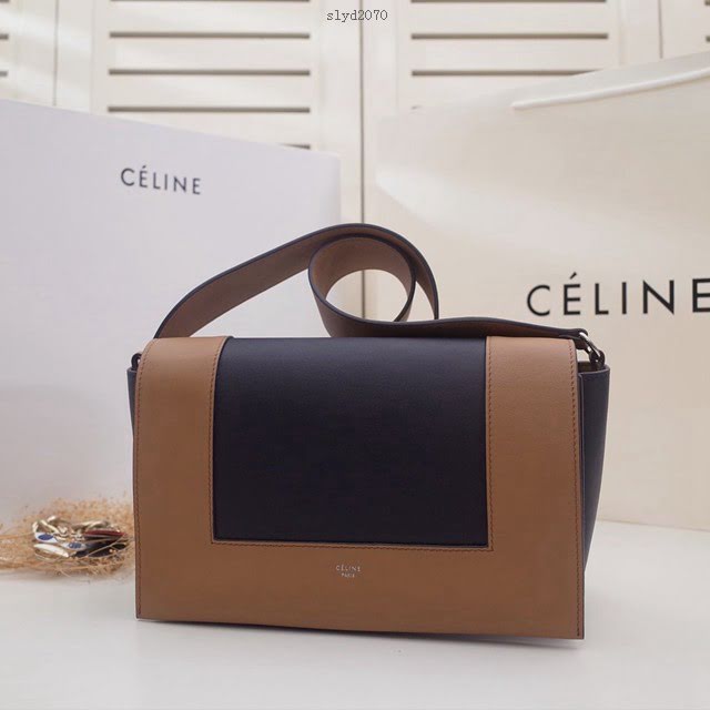 Celine女包 賽琳爆款 香味帶紋路進口小牛皮 CELINE FRAME BAG 可單肩可斜挎 25914  slyd2070