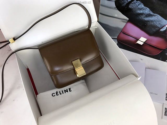 Celine女包 賽琳全新升級Box包 手搓紋胎牛皮 復古小號豆腐包 Celine單肩斜挎女包  slyd2112