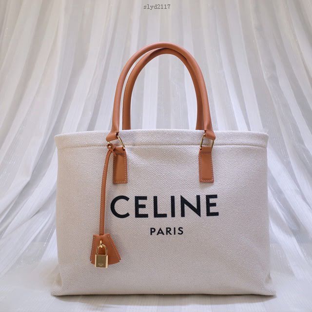 Celine女包 賽琳Tote Bag新款印花帆布包 Celine白色手提購物包 190062  slyd2117