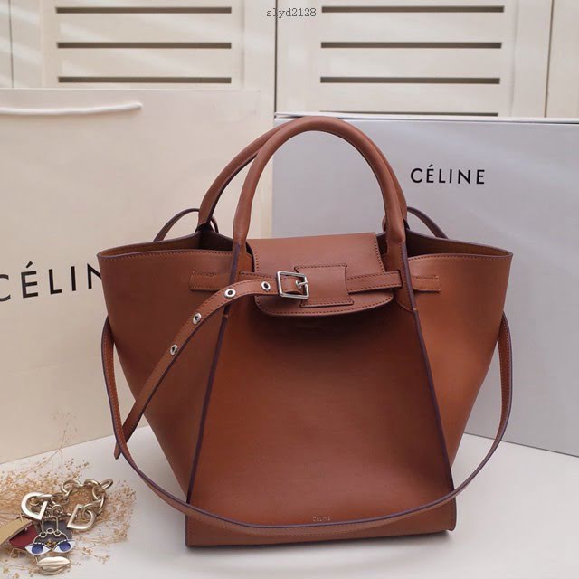 Celine女包 賽琳平紋小牛皮手袋 Céline big bag Celine手提肩背包 183313  slyd2128