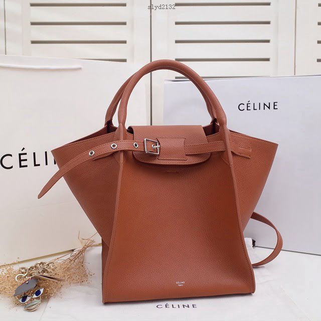 Celine女包 賽琳平紋小牛皮手袋 Céline big bag Celine手提肩背包 183313  slyd2132