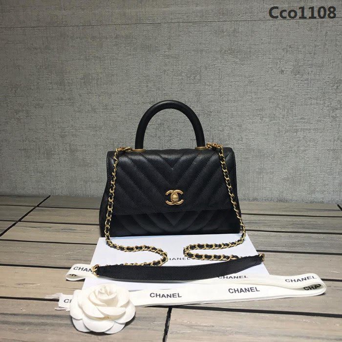 CHANEL香奈兒 独家背景实拍 球纹手柄 Chanel cocohandle 專櫃对版货 小球纹原厂牛皮 時尚百搭 手提肩背斜挎包  Cco1108