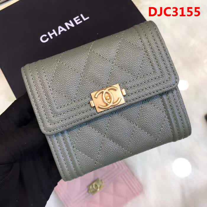 CHANEL香奈兒 新款leboy短三折錢包 荔枝牛皮綾格紋 復古金扣 80734  DJC3155