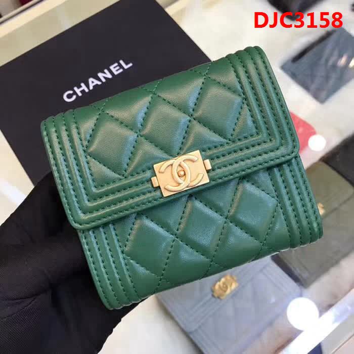 CHANEL香奈兒 新款leboy短三折錢包 小羊皮綾格紋 復古金扣 80734  DJC3158