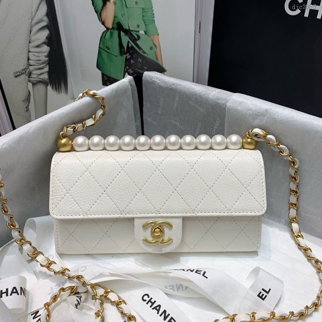 Chanel女包 香奈兒專櫃最新款珍珠包woc Chane鏈子小包  djc3885