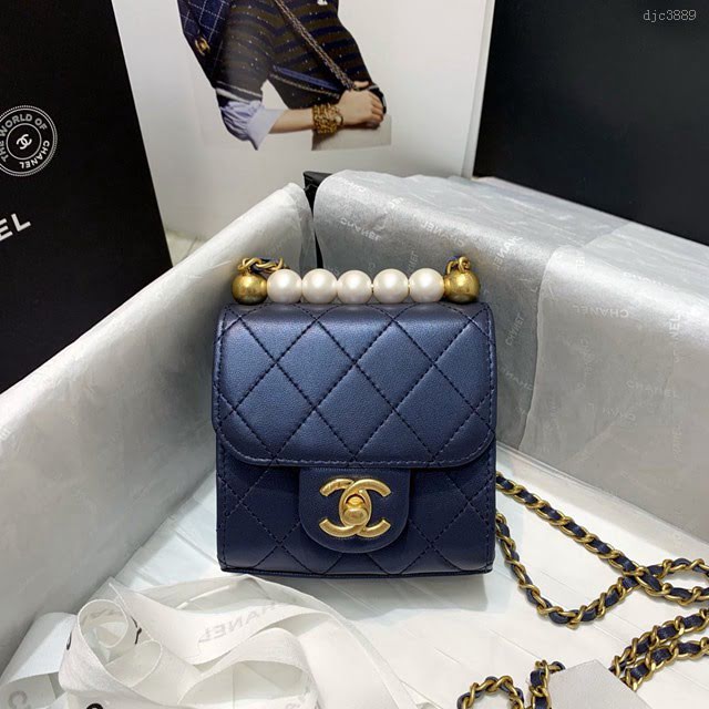 Chanel女包 香奈兒專櫃最新款珍珠小方塊包 Chane鏈子小包  djc3889