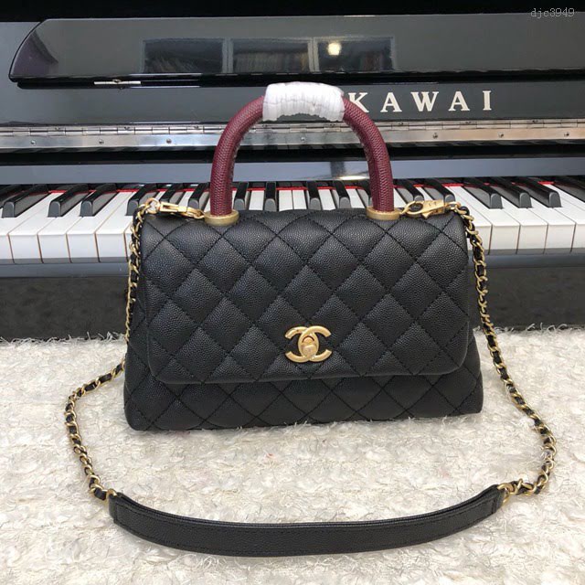 Chanel女包 92990 Chanel鏈條包 小顆粒球紋皮 最頂級複刻手工製作 香奈兒爆款小號手提女包  djc3949