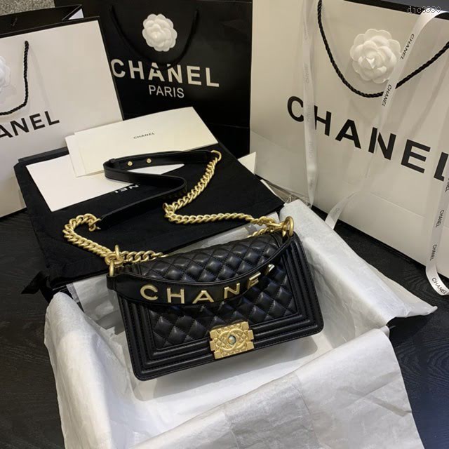 Chanel女包 67086# Chanel2020年新款羊皮包 手提金屬LoGo Chanel鏈條單肩斜挎中號包  djc3990