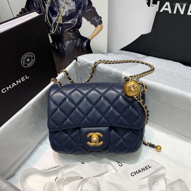 Chanel女包 1786寶藍色 Chanel2020新款單肩腋下包 Chanel鏈條單肩斜挎小號包  djc3997