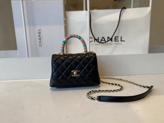 Chanel女包 香奈兒專櫃最新款彩虹手柄口蓋包 Chanel經典款女士手提包 2215  djc4086