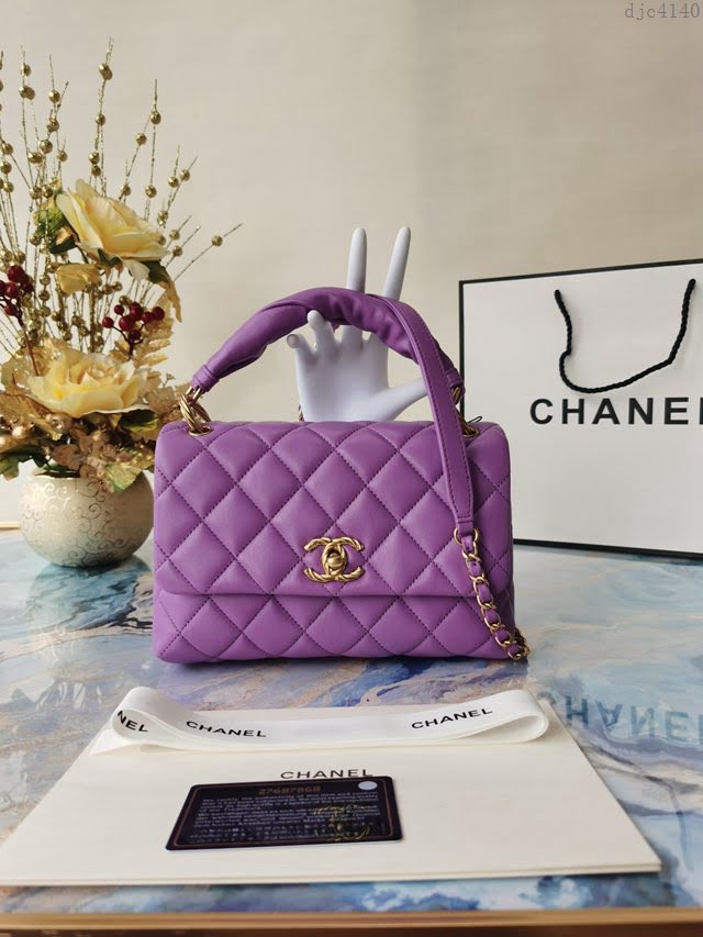 Chanel女包 香奈兒專櫃最新款羊皮金屬鏈條裝飾把柄女包 Chanel手拎斜挎鏈條包 AS2044  djc4140