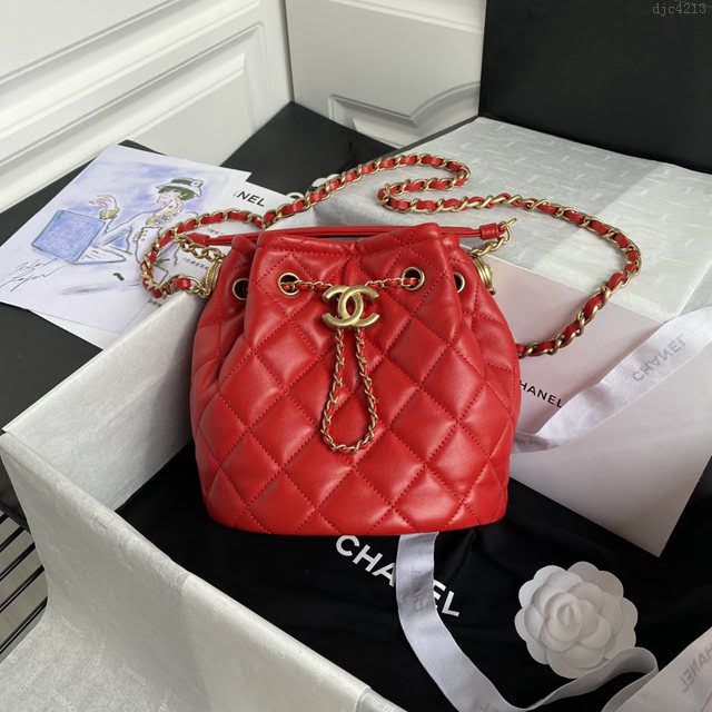 Chanel女包 香奈兒專櫃最新款水桶包 Chanel復古抽繩紐扣包 AS2057  djc4213