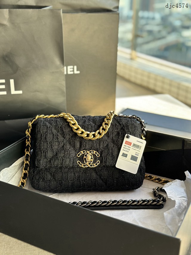 Chanel專櫃2022年新色秋冬款絨布系列19bag鏈條女包 小號AS1160# 香奈兒手拿斜挎側背肩背手提女包 djc4574
