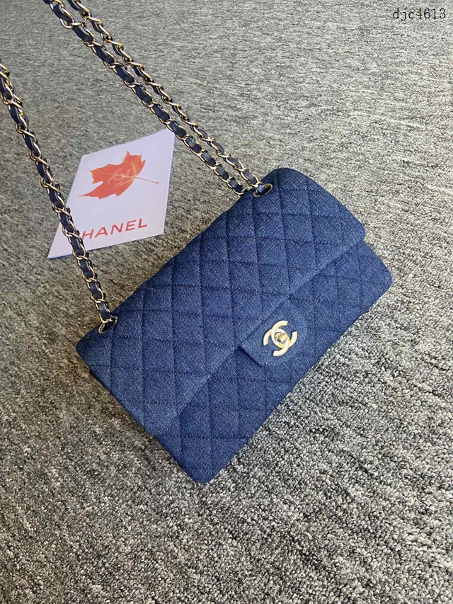 Chanel專櫃限量款Classic Flap Bag 01112布包 香奈兒CF單肩斜挎鏈條女包 djc4613