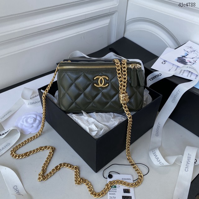 Chanel專櫃新款22K金珠盒子包 AP3044 香奈兒鏈條小化妝盒斜挎包 djc4788