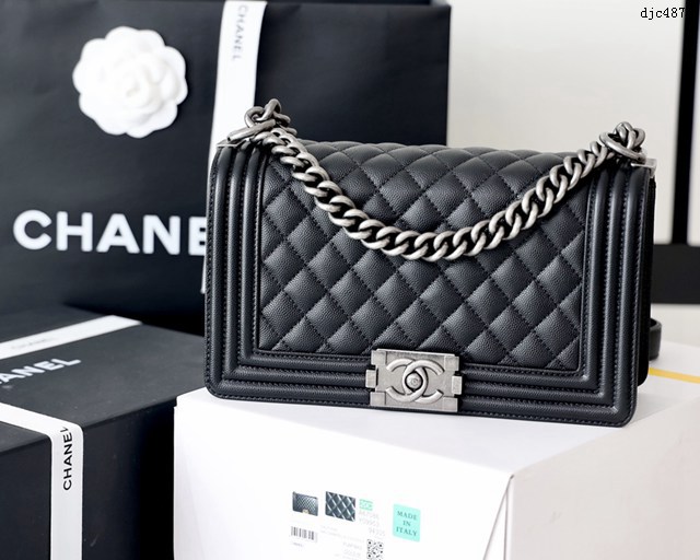 Chanel專櫃新款歐洲原廠Haas正品牛皮手袋女包 67086中號 香奈兒純原廠boy經典款鏈條包 djc4870