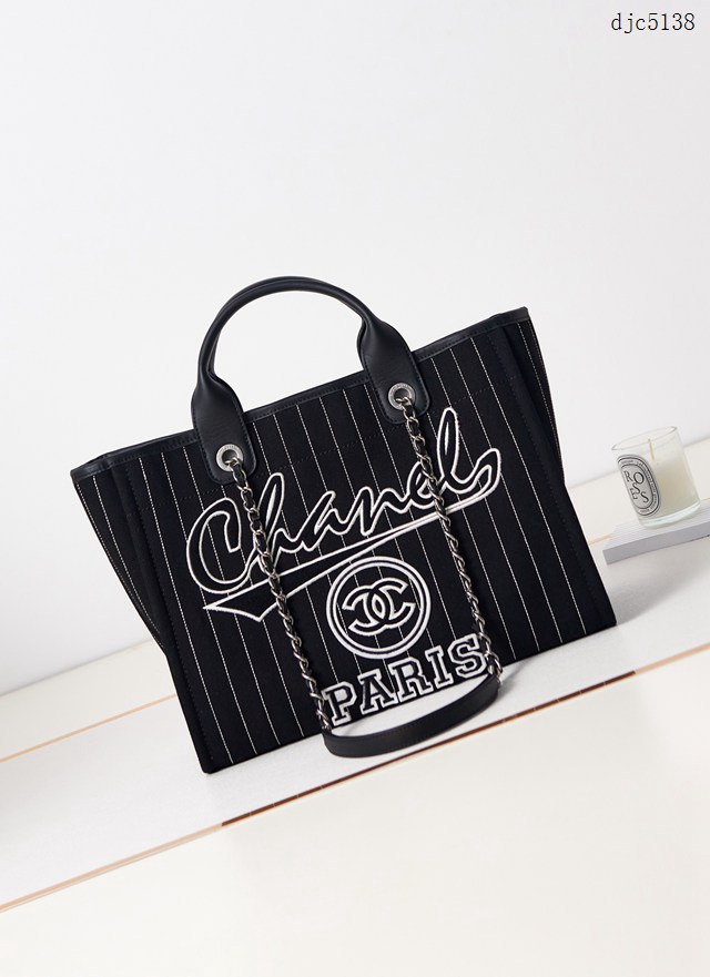 Chanel專櫃23p最新款條紋沙灘包 AS3257 香奈兒爆款小號手提購物袋 djc5138