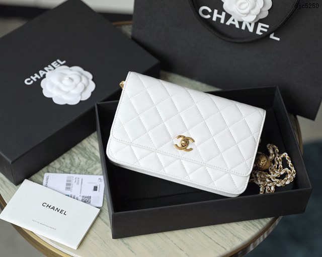 Chanel專櫃新款woc小羊皮鏈條斜挎女包 香奈兒全新晶片版本金球發財包 djc5250
