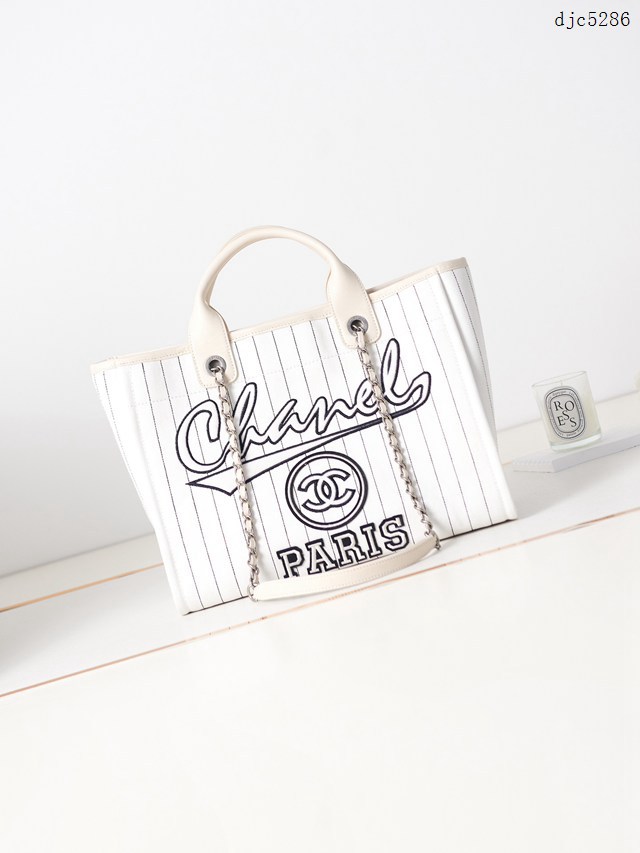 Chanel專櫃23p最新款條紋沙灘包 AS3257 香奈兒手提購物女包 djc5286