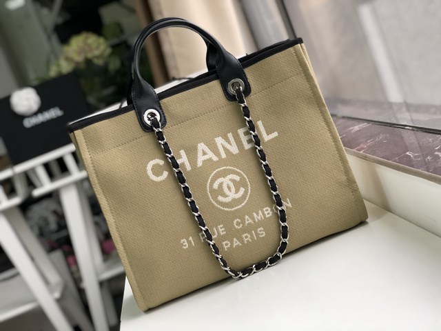 Chanel專櫃新款購物包女包 66941 香奈兒小牛皮沙灘包托特購物袋 djc5799