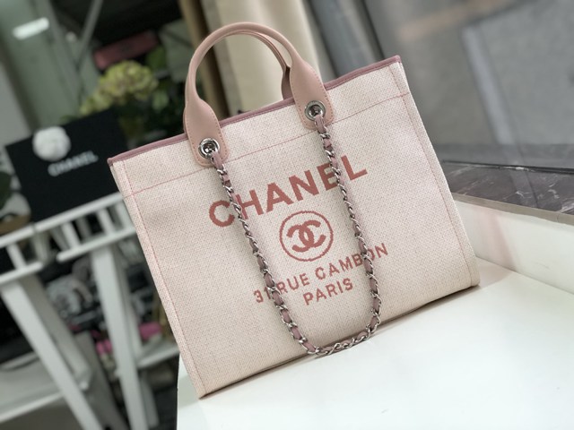 Chanel專櫃新款購物包女包 66941 香奈兒小牛皮沙灘包托特購物袋 djc5801