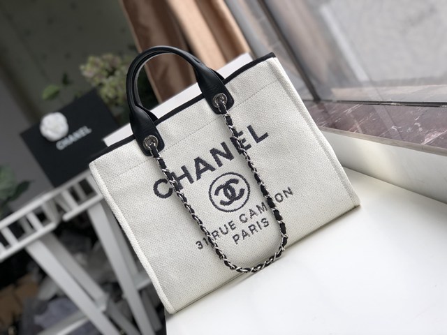 Chanel專櫃新款購物包女包 66941 香奈兒小牛皮沙灘包托特購物袋 djc5803