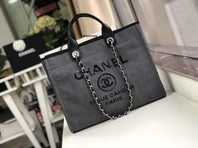 Chanel專櫃新款購物包女包 66941 香奈兒小牛皮沙灘包托特購物袋 djc5807