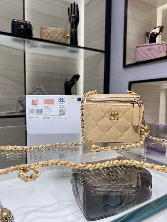 Chanel專櫃新款羊皮鏈條女包 香奈兒22C新品新色小盒子可調節鏈條小金球AP1447Y djc6332