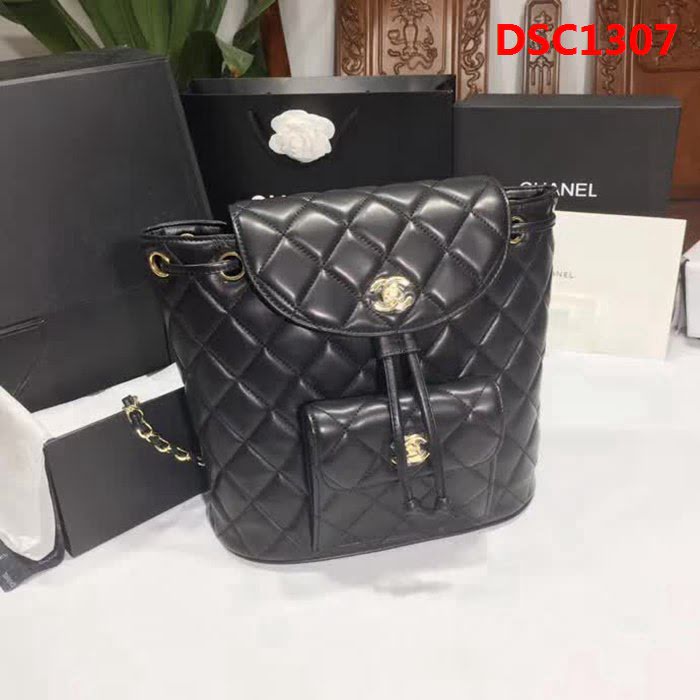 香奈兒CHANEL 2018爆款46523 頂級小羊皮水桶形雙肩背包 DSC1307