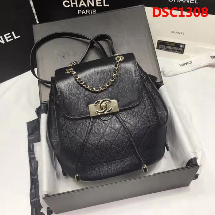 香奈兒CHANEL 型號93859黑色 原版球紋進口牛皮雙肩背包 DSC1308