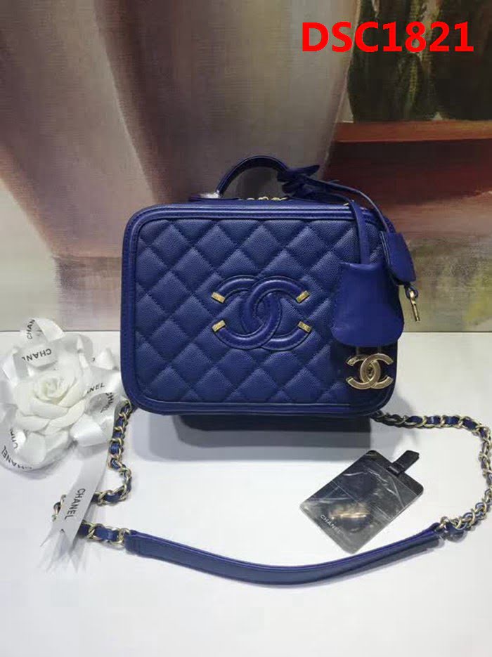 香奈兒CHANEL93342四方盒化妝包 2018新品魚子醬牛皮包 DSC1821