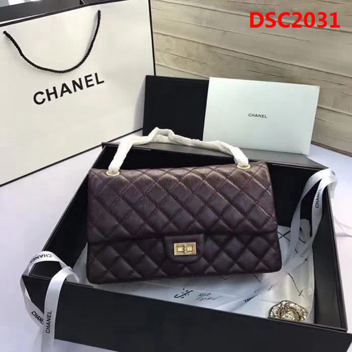 香奈兒CHANEL 226 進口大象紋胎牛皮金銀扣單肩斜挎鏈條包 DSC2031