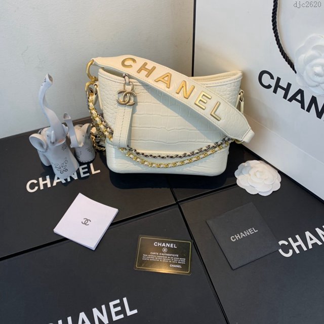 Chanel女包 91810 2019新款 Chanel Gabrielle鱷魚流浪包 皮裹鏈條 香奈爾肩背包 香奈兒流浪包  djc2620