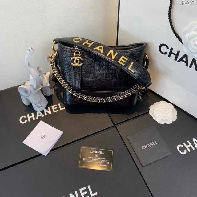 Chanel女包 91810 2019新款 Chanel Gabrielle鱷魚流浪包 皮裹鏈條 香奈爾肩背包 香奈兒流浪包  djc2621