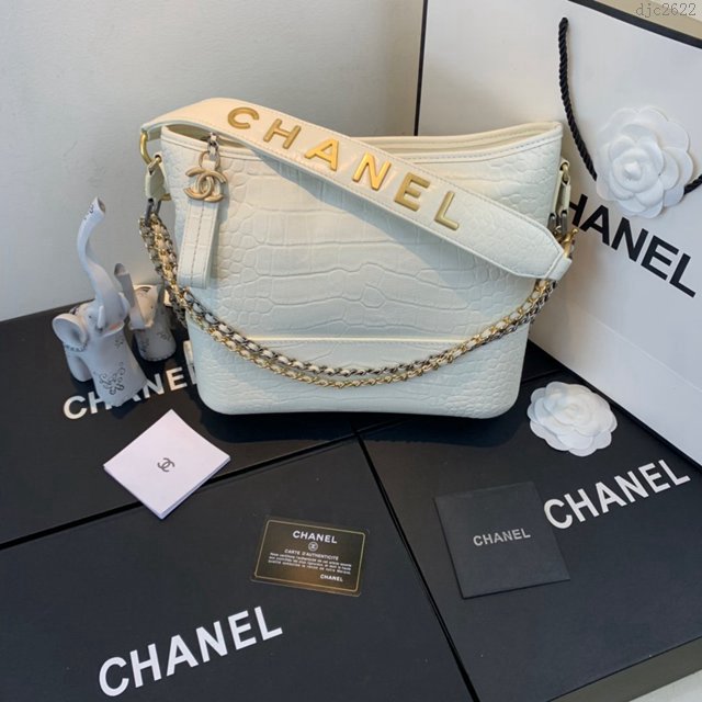 Chanel女包 91810 2019新款 Chanel Gabrielle鱷魚流浪包 皮裹鏈條 香奈爾肩背包 香奈兒流浪包  djc2622