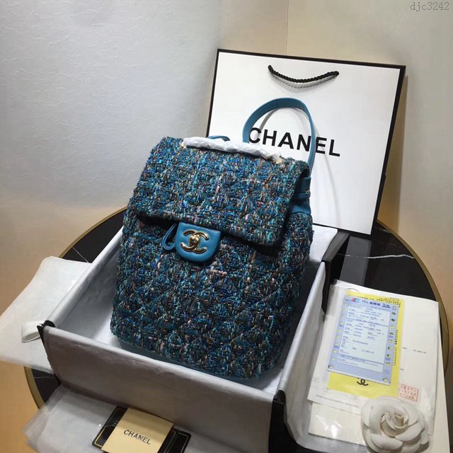 Chanel女包 Chanel最新編織紅金斜紋 91121小號 雙肩背包 呢料系列 香奈兒後背包 Chanel新款雙肩包  djc3242