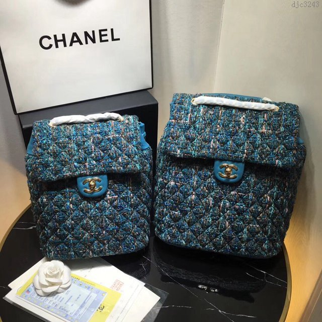 Chanel女包 Chanel最新編織紅金斜紋 91122中號 雙肩背包 呢料系列 香奈兒後背包 Chanel新款雙肩包  djc3243