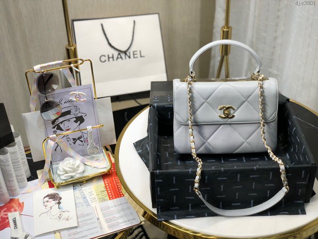 Chanel女包 92236 Chane1大方格三層包 香奈兒手腕包 手拎包 原廠小羊皮手提包 Chanel鏈條斜挎包  djc3801