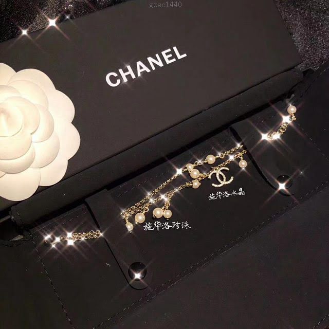 chanel手鏈 新款香家貴婦珍珠 施華洛水晶 珍珠 雙層手鏈  gzsc1440