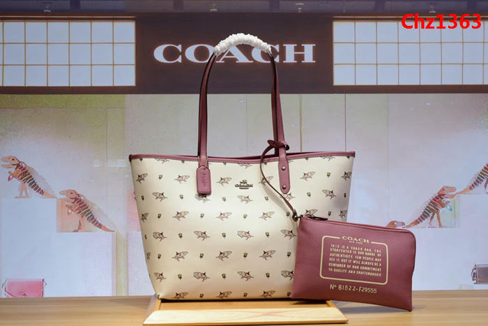 COACH蔻馳 2018最新款 COACH29555 火烈鳥 鯊魚系列 雙面托特子母購物袋  Chz1363