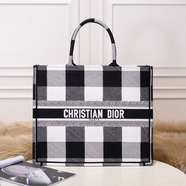 Dior包 迪奧彩色提花帆布手袋 Dior幾何圖案購物袋  Dyd1001