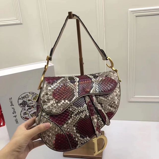 Dior包 Dior saddle頂級蟒蛇皮系列 迪奧馬鞍包 Dior斜挎小包 大號M9001  Dyd1016