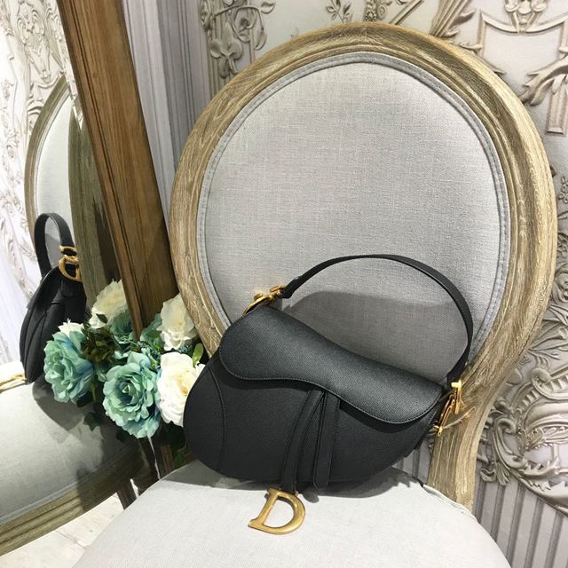 Dior包 迪奧馬鞍包 黑色手掌紋 Dior專櫃新款牛皮挎包  Dyd1261