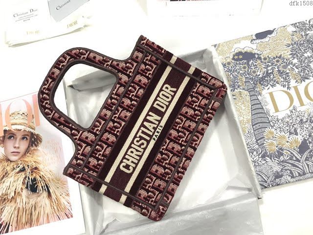 Dior女包 迪奧Book Tote迷你天鵝絨托特包手袋 Dior刺繡購物袋  dfk1508