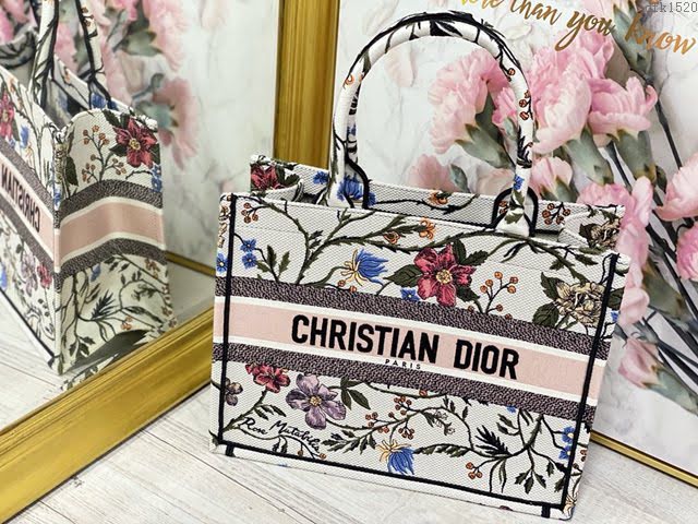 Dior女包 迪奧Book Tote月季花帆布托特包手袋 Dior刺繡購物袋  dfk1520