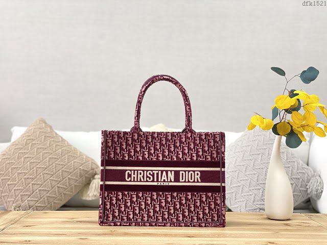 Dior女包 迪奧Book Tote帆布天鵝絨托特包手袋 Dior刺繡購物袋  dfk1521